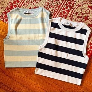 ZARA Striped Sleeveless Crop Tops BUNDLE